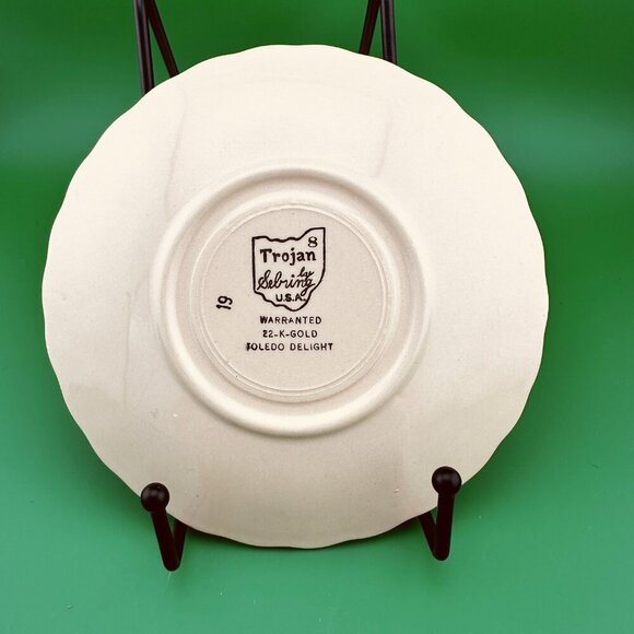 VINTAGE 6 SAUCERS FROM TROJAN by SEBRING-TOLEDO DELIGHT - 22K GOLD & PINK ROSE, - Picture 9 of 9